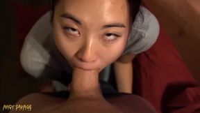 Chinese cutie takes a hard fuck after work and morning deep throat facial