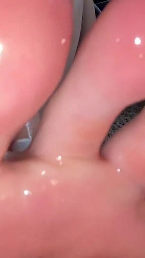 Oily Feet and Toe Sliding POV