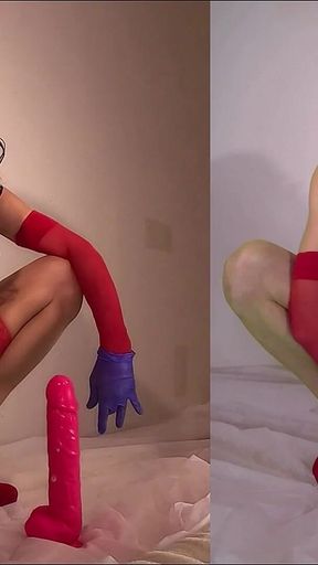 Sissy Stacy Hard Anal Play with Huge Pink Toy After Pump Her Ass