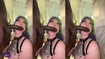 Goth Pawg Sucking &amp_ Riding MONSTER BBC Footjob Finish