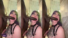 Goth Pawg Sucking &amp_ Riding MONSTER BBC Footjob Finish