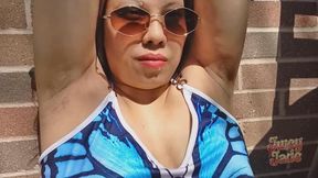 Showing off my sweaty pits out on a hot summer day. No talking just showing off armpits