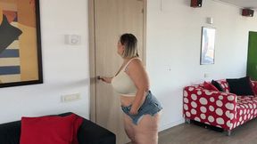 Humping Mia's perfect ass in short shorts