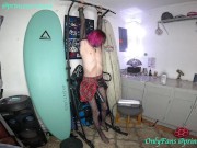 Tied Up Hanging Ruined Orgasm Femboy Milked in Bondage