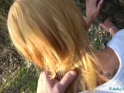 Public Agent Big cock gets blondes tight pussy wet in public forest fuck