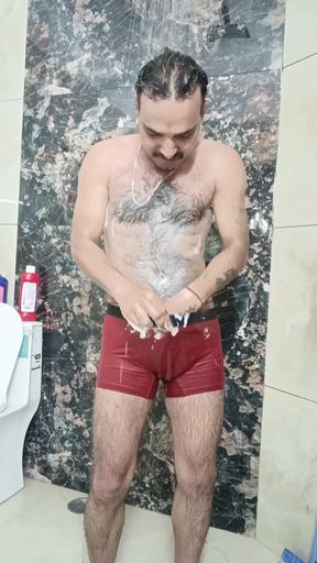 Indian police officer stepuncle get shower
