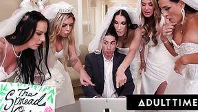 Lucky dude got five milfs taking turns on his cock