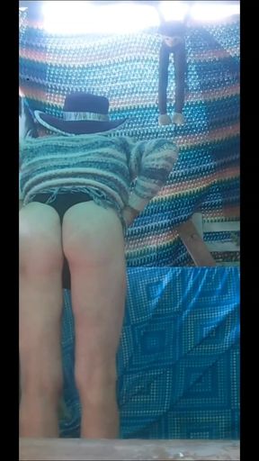 Outside on a Winter Day Teasing Daddy in My Wool Jumper and Tutu with My Black Panties