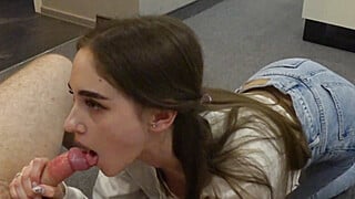 Beautiful slim girl and her deep throat
