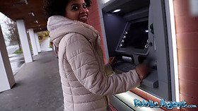 Petite Brazilian girl begs for cash outside and takes big black dick in POV