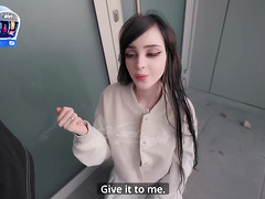 Skinny, red-hot nymph massages labia in crowded cafe, blows stranger for fabulous public gonzo - pinkloving - exclusive HD porn!