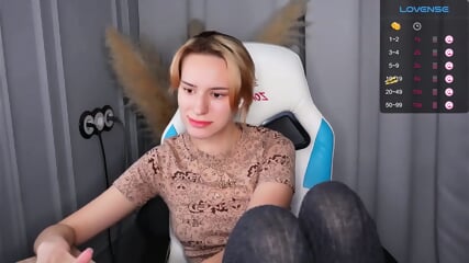 Busty and booty slim petite blonde teen solo on cam