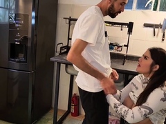 I fuck with my husband's best friend in our kitchen