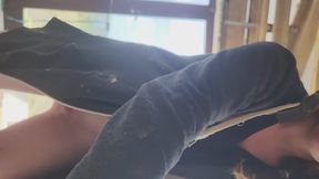 Girl rubbing lotion into her nee pussy shave