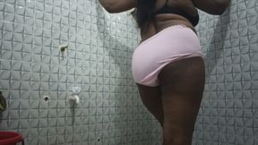 Cute desi girl slowly undressing in bathroom