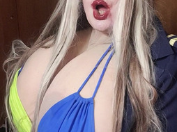 Sexy Susi as a stewaress with cup k tits