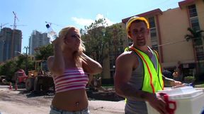 Blonde bitch gets fucked by street worker