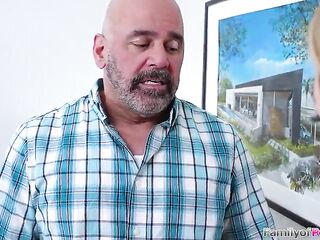 Teen stepdaughter Ashley Alexander caught her stepdad cheating and goes all in.The tiny bazookas 18yo desires to have his cock in her throat and snatch