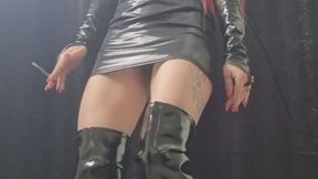 Seductive Smoke Dance in Black Leather