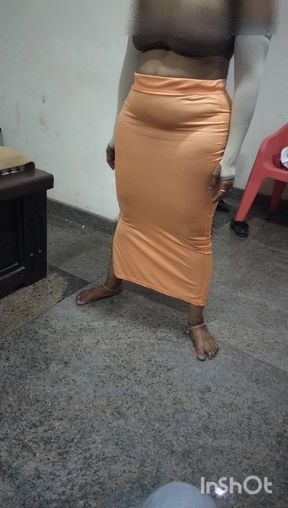 Skirt Wearing Hot Back and Boobs