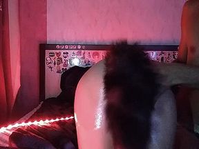 Anal tail Petplay pussy wife ass oil