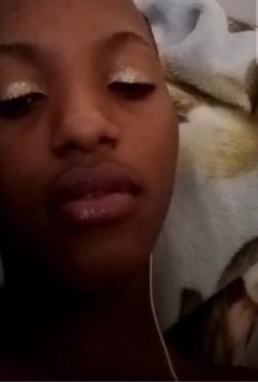 Ebony Horny Girl Masturbating with Her BF on Video Call, She Squirts