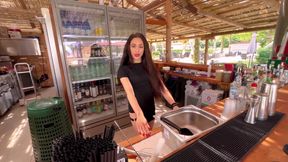 Naughty Bartender Isabella Fucks with Black Customer