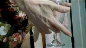 Cumslut Daphne Cums in Glass and Pours It on Her Mouth