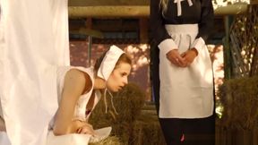 Amish girl gets bred in a barn