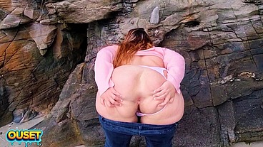 Beautiful big-bootied woman has sex on the beach with her husband's friend
