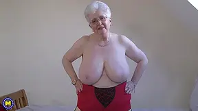 Caroline V - Compilation Of Horny Grandma Playing With Her Big Tits