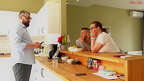 Hot Wife Had A Nice Chat With Her Hubby And Fucked With A Hotel Guest Behind His Back!