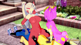 Pokemon Furry Hentai - Threesome Blaziken and Deerling suck Lucario's cock then he fucks them