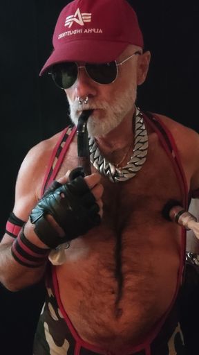 Stepdad Smoking Pipe and Pumping Nips
