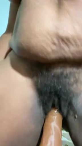 Hairy pussy Bouncing Fat ass and cunt on torso dildo! Fat Pussy!