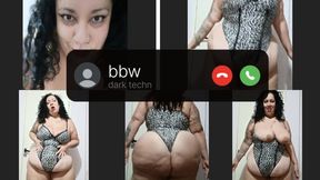 BBW dancing to dark techno and undressing
