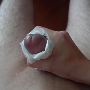 Cumming on the used Sanitary pad