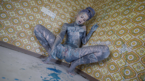 Alternative TATTOO model masturbating with big toy