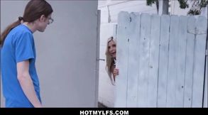 Sexy Blonde MILF Lets Nerdy Boy Have Sex With Her After She Locks Herself Out