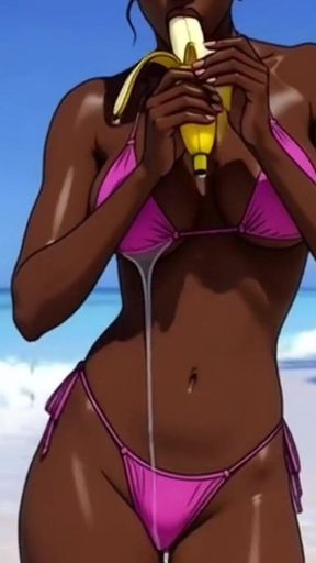 Beach Slutty: Sexy African Girl Enjoys Life on a Paradise Beach and Unexpectedly Meets a Lustful White Guy