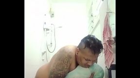 Vaibhav Is Fucking His Towel &amp_ Bathrobe Against The Bathroom Vanity