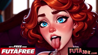 FUTA3DX - Fiery Busty Redhead Devours Massive Dick