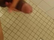 Hung 17cm DomTop Cumming Hard in Public Shower After 1 Hour of Edging - HUGE Cumshot