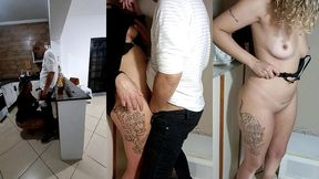 she had anal sex with the bartender hidden in the pantry.