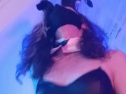 Trans Girl Rides BIG TOY With Her Dick Flopping Around in Bunny Suit