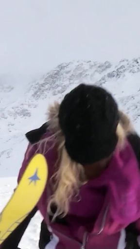 German Mature Wife Julia Pink give risky Blowjob to Conny Dachs at Public Ski-Lift at Holiday Resort   Clip 1