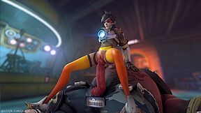 Fat Man With A Huge Dick Roadhog Cums Inside Tracer In 3d Porn Overwatch