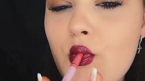 Pink cigarette mood & glossy lips close-up