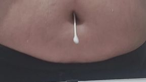 Cleaning my belly button with a Q tip and then shower