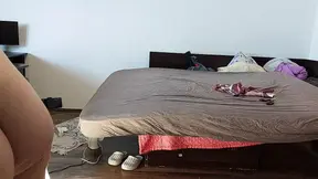 Hairy, big-titted wife dances naked and gets herself off